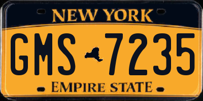 NY license plate GMS7235