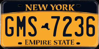 NY license plate GMS7236