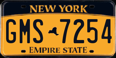 NY license plate GMS7254