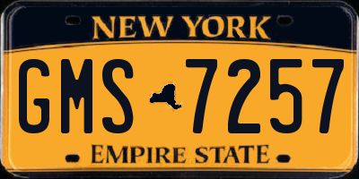 NY license plate GMS7257