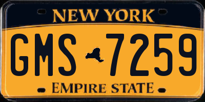 NY license plate GMS7259