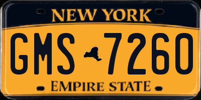 NY license plate GMS7260