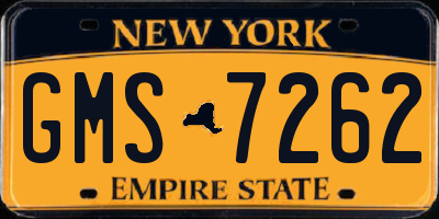 NY license plate GMS7262