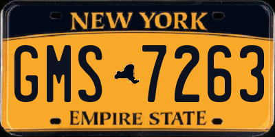 NY license plate GMS7263