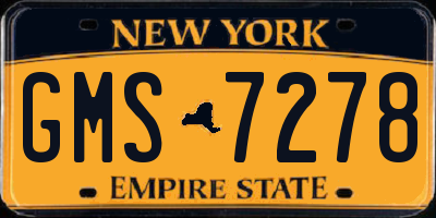 NY license plate GMS7278