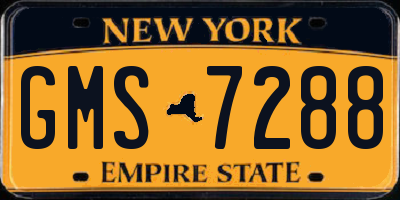 NY license plate GMS7288