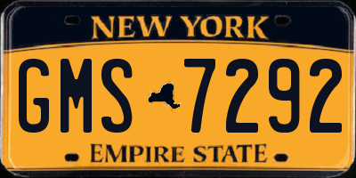 NY license plate GMS7292