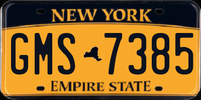 NY license plate GMS7385