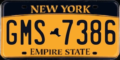 NY license plate GMS7386
