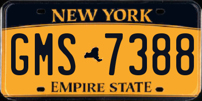 NY license plate GMS7388