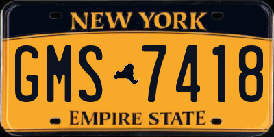 NY license plate GMS7418