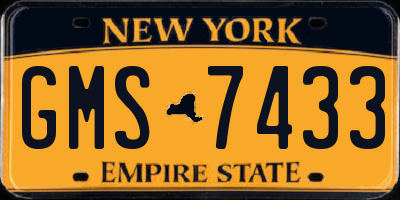 NY license plate GMS7433