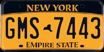NY license plate GMS7443