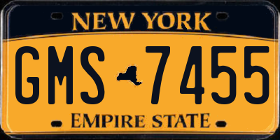 NY license plate GMS7455