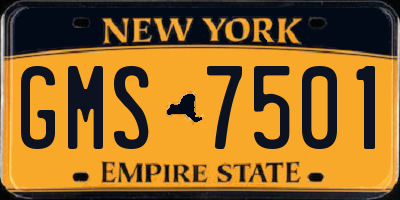 NY license plate GMS7501