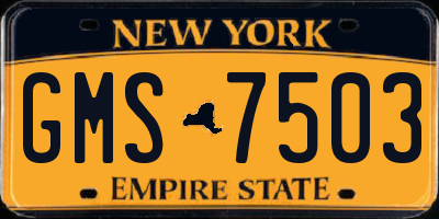NY license plate GMS7503