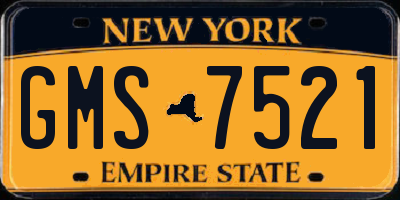 NY license plate GMS7521