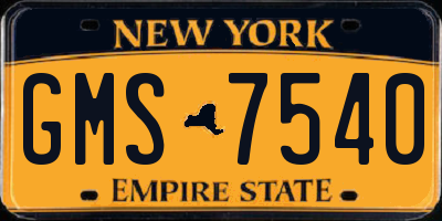 NY license plate GMS7540