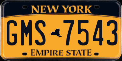 NY license plate GMS7543