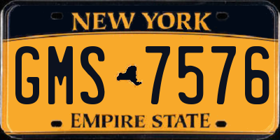 NY license plate GMS7576