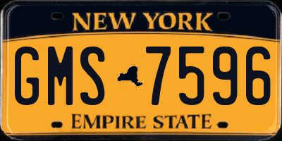 NY license plate GMS7596