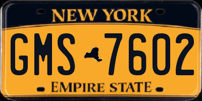 NY license plate GMS7602