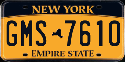NY license plate GMS7610