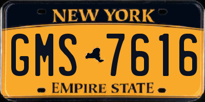 NY license plate GMS7616
