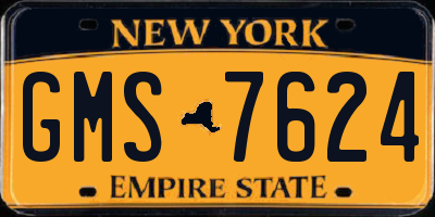 NY license plate GMS7624