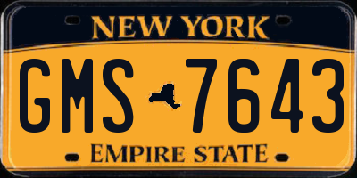 NY license plate GMS7643