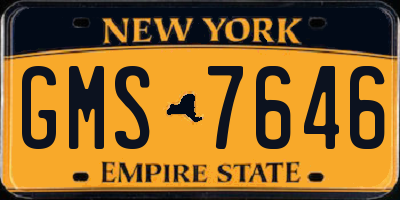 NY license plate GMS7646