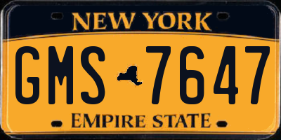 NY license plate GMS7647