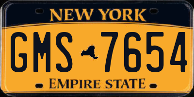 NY license plate GMS7654