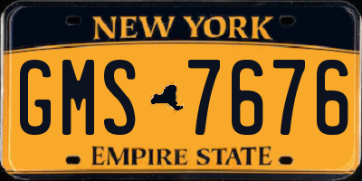 NY license plate GMS7676