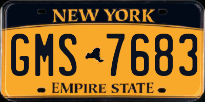NY license plate GMS7683