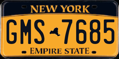 NY license plate GMS7685