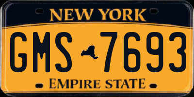 NY license plate GMS7693