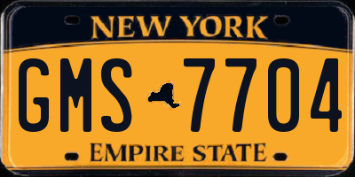 NY license plate GMS7704