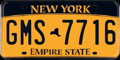 NY license plate GMS7716