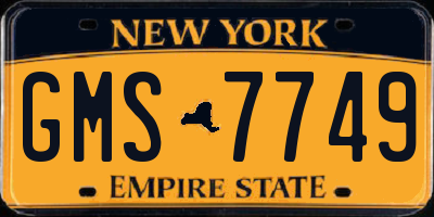 NY license plate GMS7749