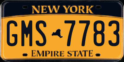 NY license plate GMS7783