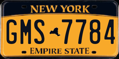 NY license plate GMS7784
