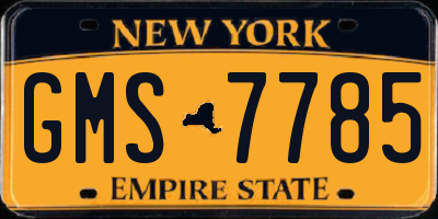 NY license plate GMS7785