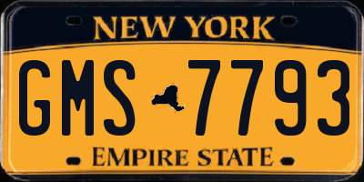 NY license plate GMS7793