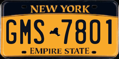 NY license plate GMS7801