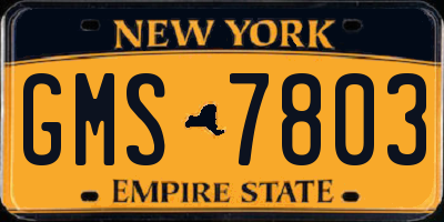 NY license plate GMS7803