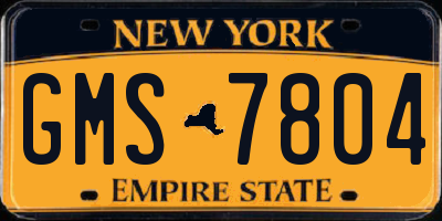NY license plate GMS7804