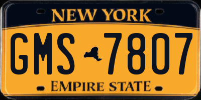 NY license plate GMS7807