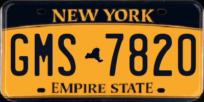 NY license plate GMS7820