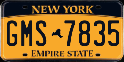 NY license plate GMS7835